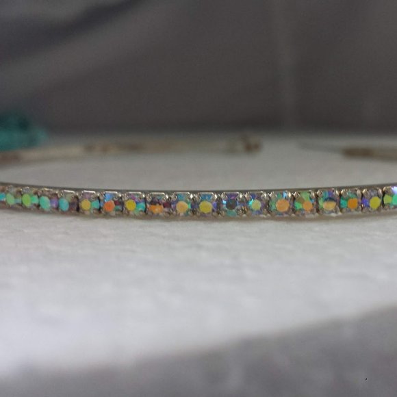 Large Hoop AB Rhinestone Earrings Statement Runway - Picture 10 of 11